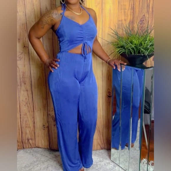 Pants - Royal blue small wide leg Jumpsuit